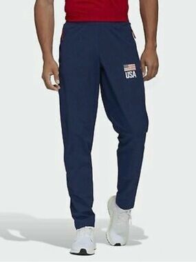 Adidas Team USA Volleyball Long Track Pants in Navy Blue Medium TALL NEW
